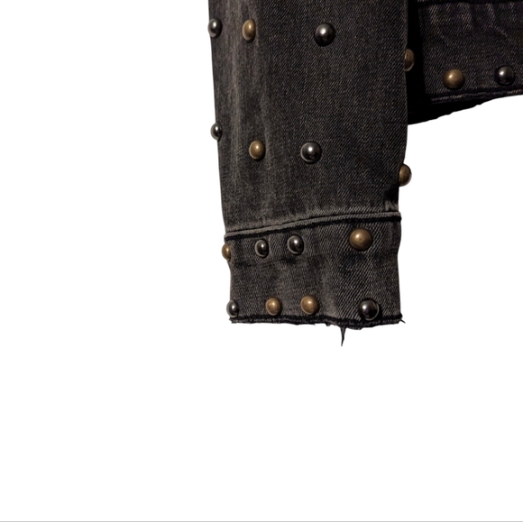 Driftwood Genna Studded Button Down Black Distress Denim Jacket Western Bronze - Picture 10 of 15